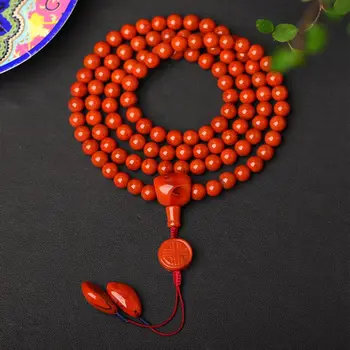 

Biyazhubao Natural Sichuan Material Inn Agate 108 Child Bonanza Unisex Bracelet 65.73g Complex with Certificate