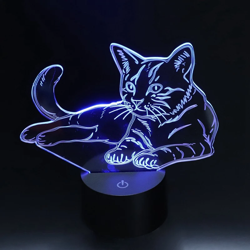 Модные «кошка» 3D ночной Светильник животных сменные светодиодные лампы настроение светодиодный 7 цветов Usb 3D Иллюзия Настольная лампа для украшения дома, как детские игрушки г