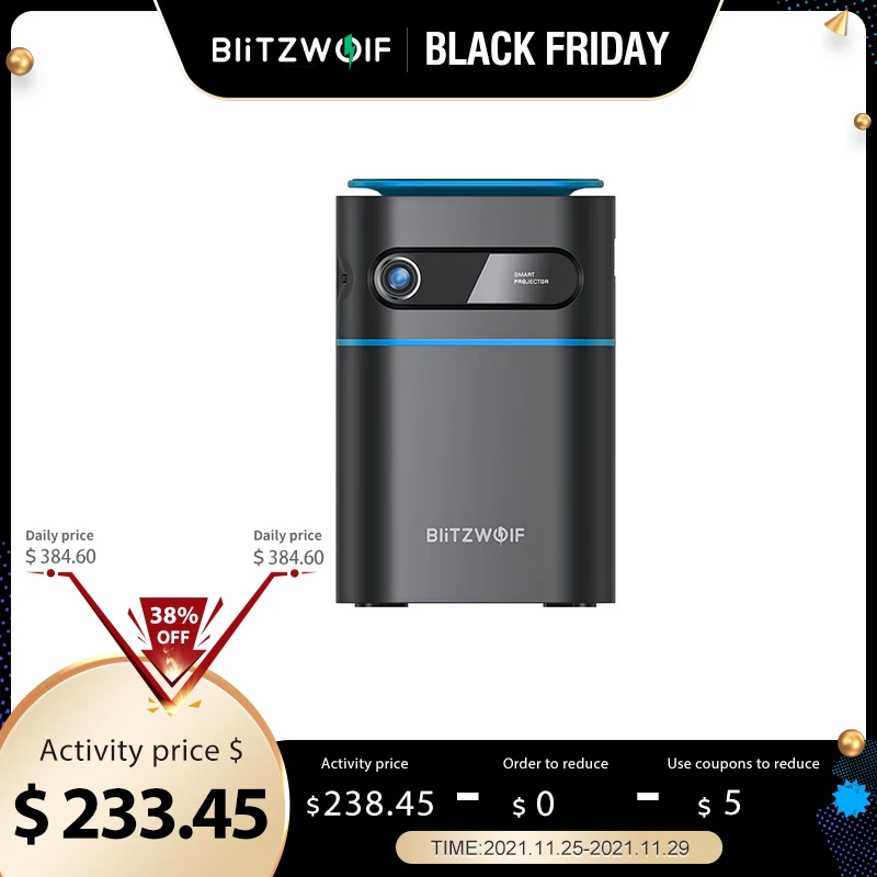 BlitzWolf BW-VT2 DLP Mini WIFI Projector 1080P Hand Cinema Movie Video Led 4K Wireless Home |