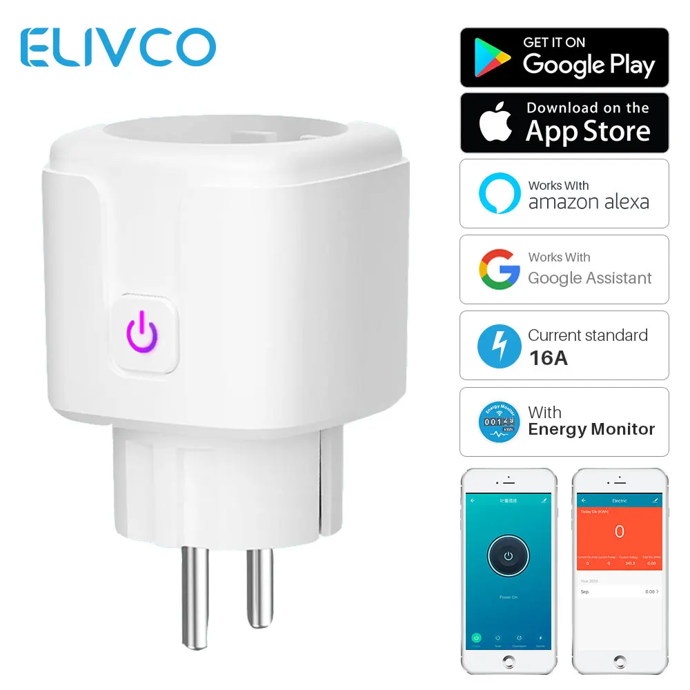 16A,10A Smart Plug WiFi Socket EU Power Monitoring Timing Function Works  With Alexa,Google Home,Alice,SmartThimgs - AliExpress