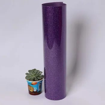 

SUNICE 0.5x10m Purple Glitter Clothing Heat Transfer Film Iron-on Heat Transfer Printing Films Plotter T-shirt Heat Press