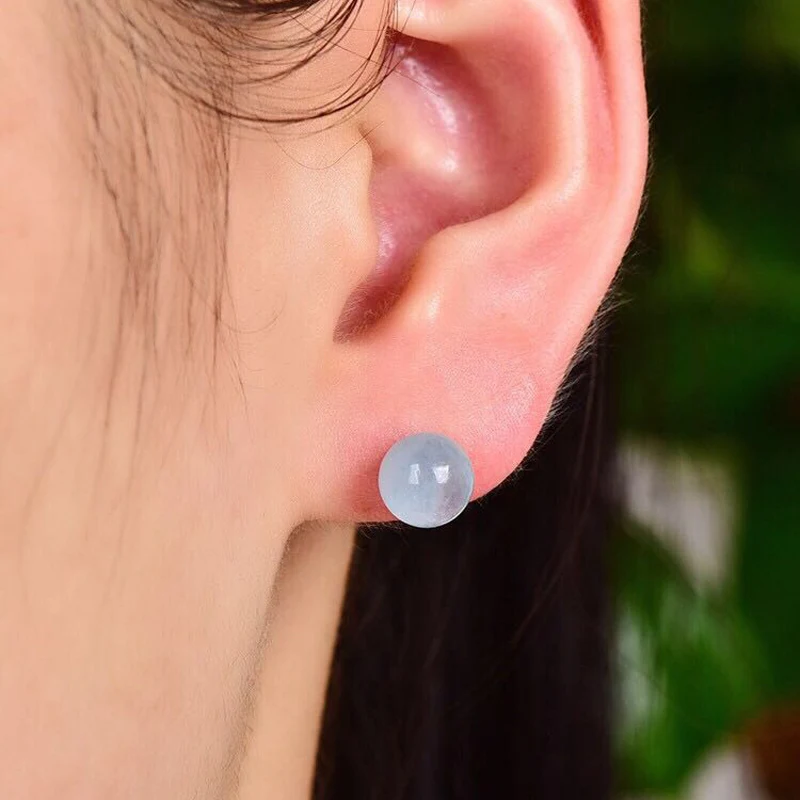 Женские серьги с аквамарином CSJ из 100% натурального серебра 925 пробы вечерние