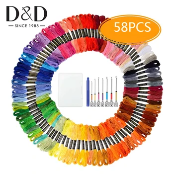 

Cross Stitch Thread Kits 50 Skeins Embroidery Thread Floss & 8pcs Embroidery Stitching Punch Needle Sewing Kits DIY Home Craft