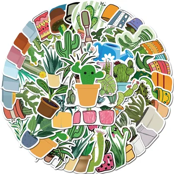 

45Pcs Green Potted Plant Sticker For Water Cup Laptop Skateboard Guitar Scrapbooking Label Diary Stationery Album Stickers Decal