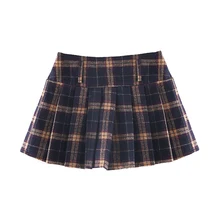 Специальное предложение Британский колледж красивый стиль весна осень мини юбка Ретро плиссированные имперские талии большой клетчатые юбки