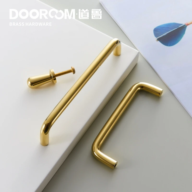 Модные латунные блестящие золотые ручки Dooroom простые скандинавские Ins для шкафа