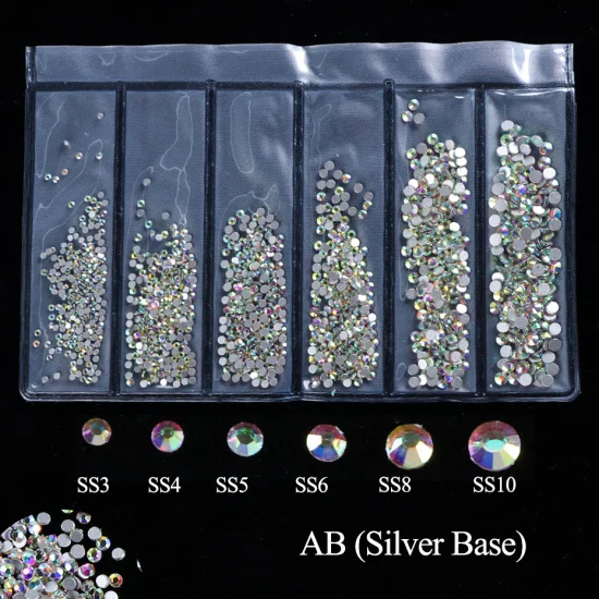 AB Silver Base 1440 шт смешанный размер белый АБ амулеты ногтей Стразы 3d-украшения для ногтей Кристаллы золотой дизайн Стразы драгоценные камни TR1049 - Цвет: AB Silver Base