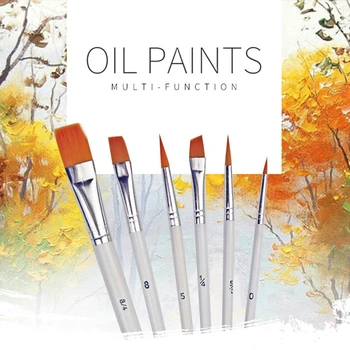 

6Pcs/Set 10/12/13/14/19/21MM Hand-painted Drawing Art Paint Brush Hook Line Pen Art Supplies Nylon Brush Painting Pen Brushes