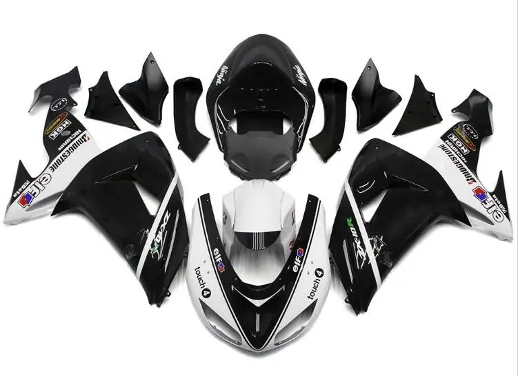 4 бесплатные подарки горячий ABS Полный комплект обтекателя подходит для Kawasaki Ninja ZX-10R ZX10R 2006 2007 06 07 обтекатели набор черный белый Эльф FR