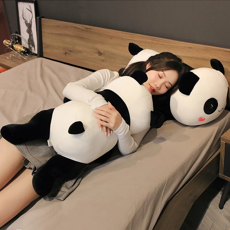 Длина 80/60 см гигантские Kawaii Panda для домашних животных, плюшевые милые животные панда сна подушка для детей детская одежда на день рождения для детей Рождественский подарок вздремнуть подушка