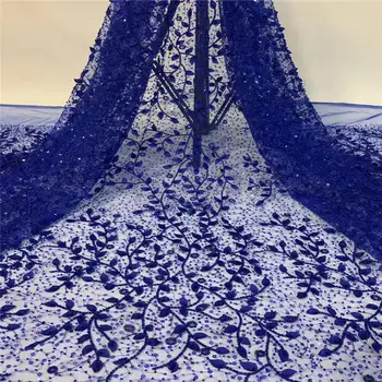 

African Sequins Tulle Lace Fabrics 2020 Mesh Bridal Embroidered Blue Sequence Glitter Good Quality African Lace Fabric