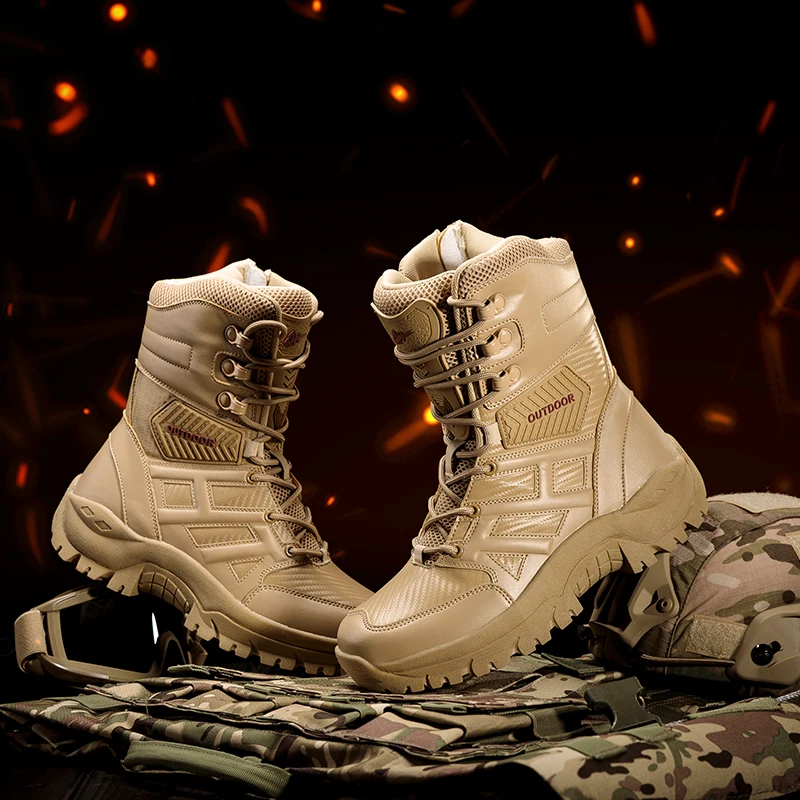 

High Quality Brand Military Leather Boots Special Force Tactical Desert Combat Men's Boots Outdoor Shoes Ankle Boots 2019 New
