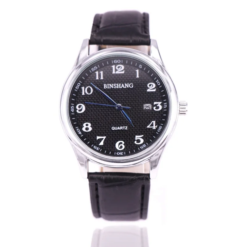 

WeChat Supply of Goods New Style Men Calendar Watch High Quality Casual Leather Belt Single Calendar Waterproof Quartz Watch