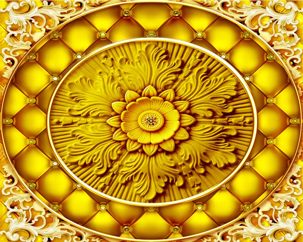 Wallpaper Embossed Diamond Golden Embossed Flower Premium European Style Zenith Decorative Exquisite Wallpaper