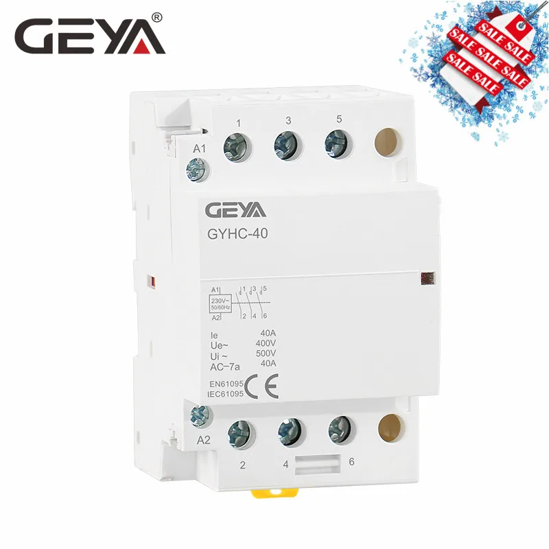 GEYA GYHC 3 фазы переменного тока контактор 220 В 3 P 40A 63A 3NO din-рейку AC контактор для дома модульный переключатель