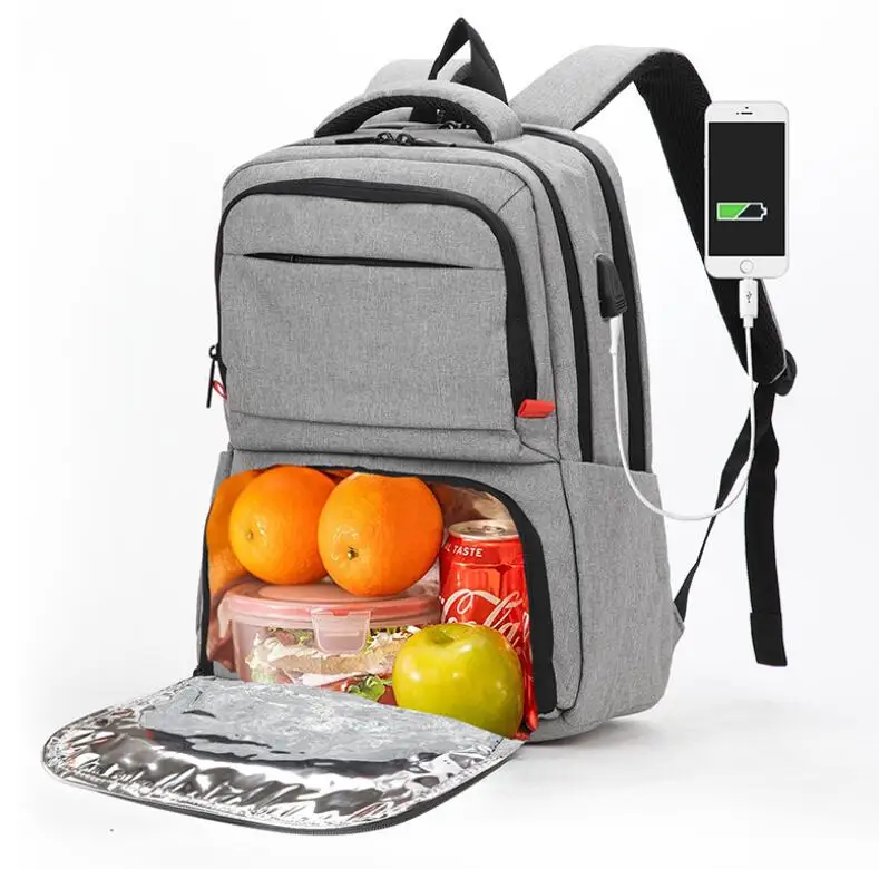 Men 15.6 Inch Laptop Backpack Men Backpack with lunch bag Rucksack Backpack with Picnic Bag Insulation Bag Lunch Backpack Bag 2