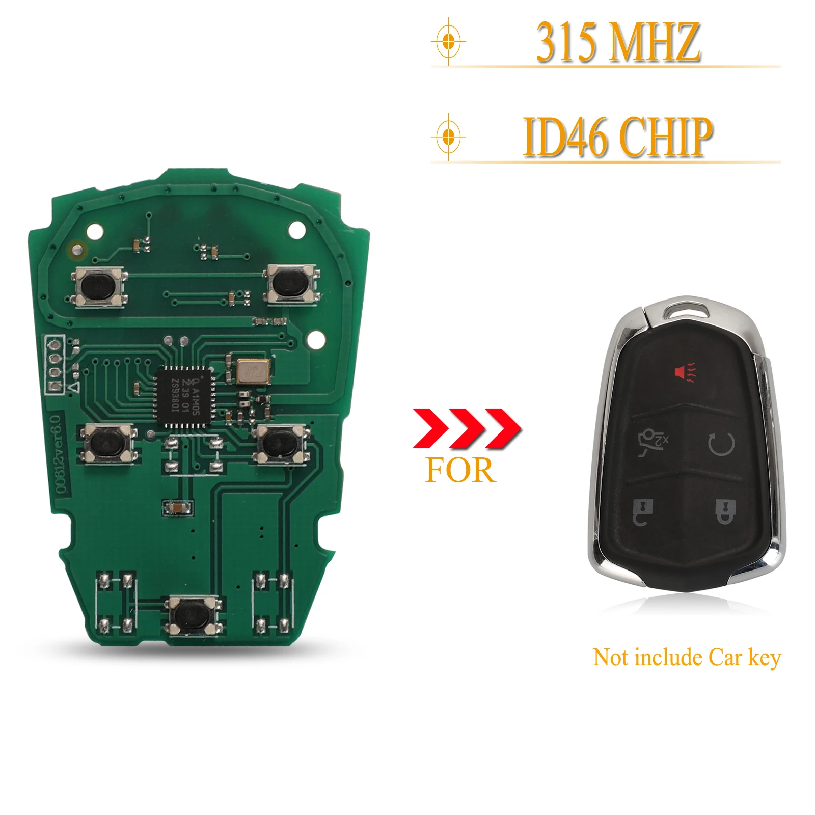 

Jingyuqin 10 шт./лот 5 кнопок умный пульт дистанционного управления автомобильный ключ цепь 315 МГц Id46 чип для Cadillac CTS ATS XTS 2014-2019 HYQ2AB