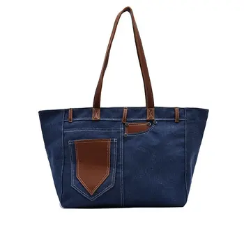 

Soft Canvas Bag Large Capacity Women Shopping Bag Casual Ladies One Shoulder Tote Bags