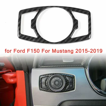 

Car Sticker Trim Accessories Carbon Fiber Style Headlight Switch Decor Cover Trim Sticker For Ford For Mustang 2015-2019