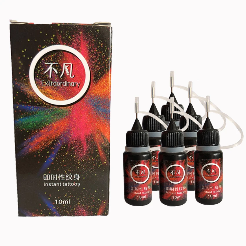 

New 5Pcs Temporary Painless Manual Fast Tattoo Ink Spray Gun Natural Plant Pigment Body Paint Instant Temporary Juice Tattoo Ink