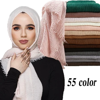 

wholesale price 90*180cm women muslim crinkle hijab scarf femme musulman soft cotton headscarf islamic hijab shawls and wraps