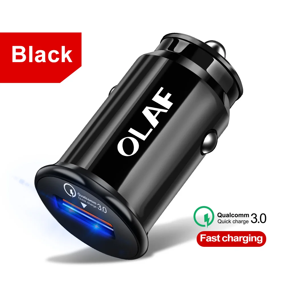 OLAF QC 3,0 мини USB Автомобильное зарядное устройство для iPhone samsung Xiaomi huawei 5V 3A Быстрая зарядка 3,0 Автомобильное зарядное устройство адаптер - Тип штекера: Black