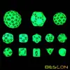 Bescon Super Glowing in Dark Complete Polyhedral RPG Dice Set 13pcs D3-D100, Luminous 100 Sides Dice set 1