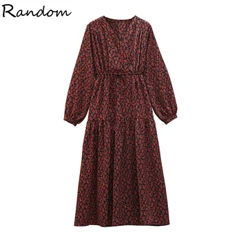 

Plus Size Women Holiday Floral Print Party Long Dress 2020 New Puff Long Sleeve High Waist Vintage Dresses Autumn Fall Clothing