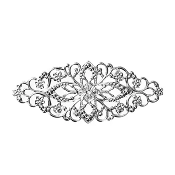 

DoreenBeads Iron Based Alloy Embellishments Leaf Silver Color Filigree Jewelry Findings 80mm(3 1/8") x 35mm(1 3/8"), 4 PCs