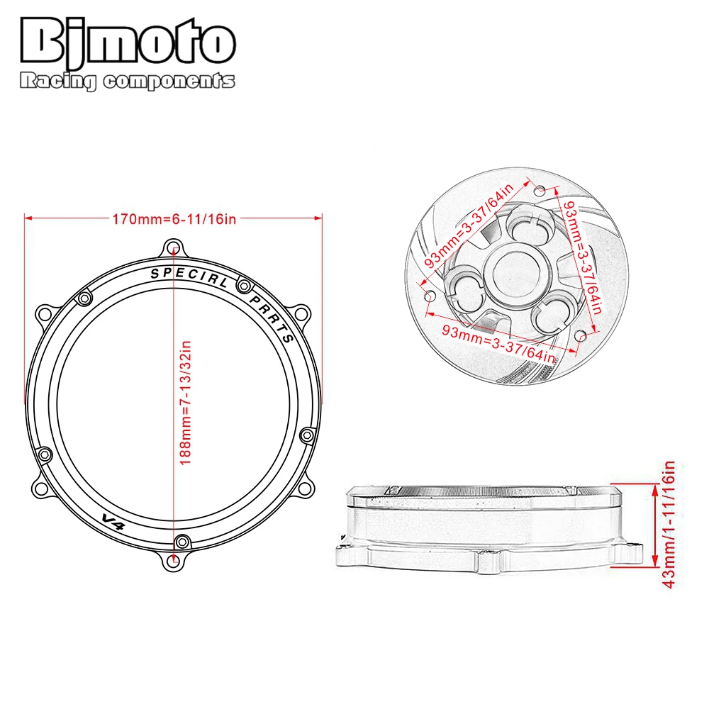 BJMOTO CNC Racing Прозрачная крышка сцепления и пружинный фиксатор R для Ducati Panigale V4 Speciale V4S мотоцикл