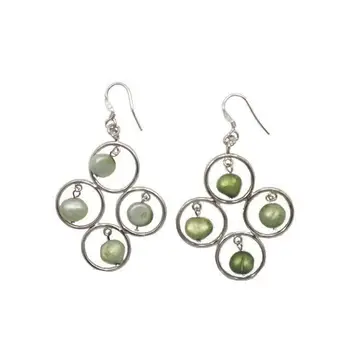 

Silver earrings rolex‑trained 4 hoops with pearls in green