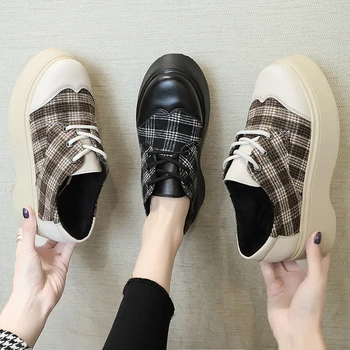 

COOTELILI 2020 New Fashion Women Shoes Flat Platform Shoes Lace-Up Women Flats Casual Shoes 5cm Heel Female Shoes Women Flats