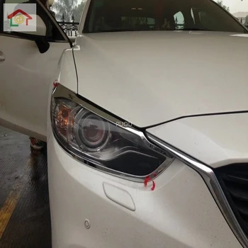 

For Mazda 6 Atenza 2013 2014 2015 Third Generation ABS Chrome Front Headlight Lamp Shade Cover Trims Auto Accessories 2pcs/set