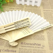 250 шт./лот, персонализированные свадебные сувениры, печать логотипа, ручная работа, бамбуковый вентилятор, складной подарок, веер, вечерние украшения