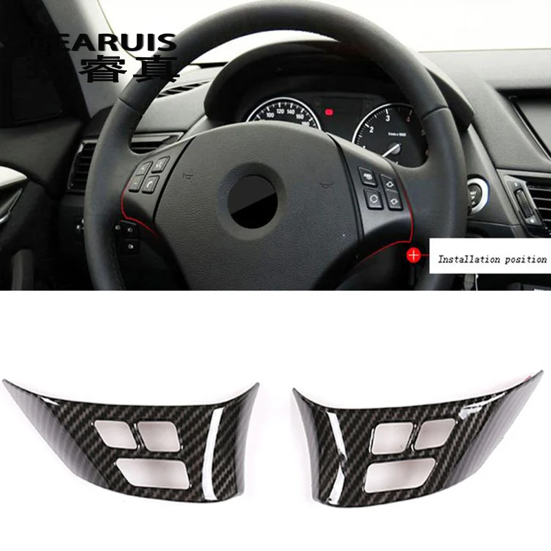  Car Styling Carbon fiber Steering Wheel buttons decoration Cover Sticker Trim for BMW X1 E84 2010-2