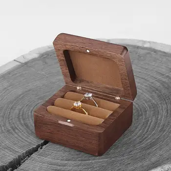 

Wedding Ring Box Engagement Ring Bearer Wooden Double Ring Case Decorative Jewelry Box Rustic Decor