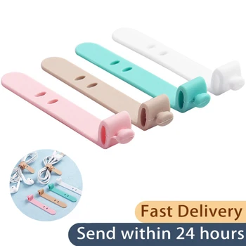 

Solid color Silicone Winder for Headset Earphone Cord Strap Hook Loop Cable Organizer Cable Tie Anti-lost Earphone Accessories