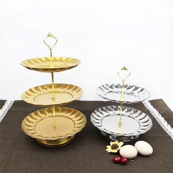 

1PCS Stainless Steel Cake Stand with Creative Home Kitchen Finishing Tools 2/3 Layer Dessert Fruit and Vegetable Placement Board