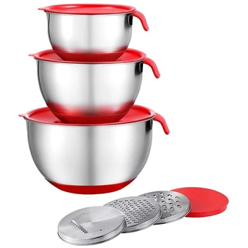 

Stainless Steel Mixing Bowls with Airtight Lids Non-Slip Stackable Design Serving Bowl