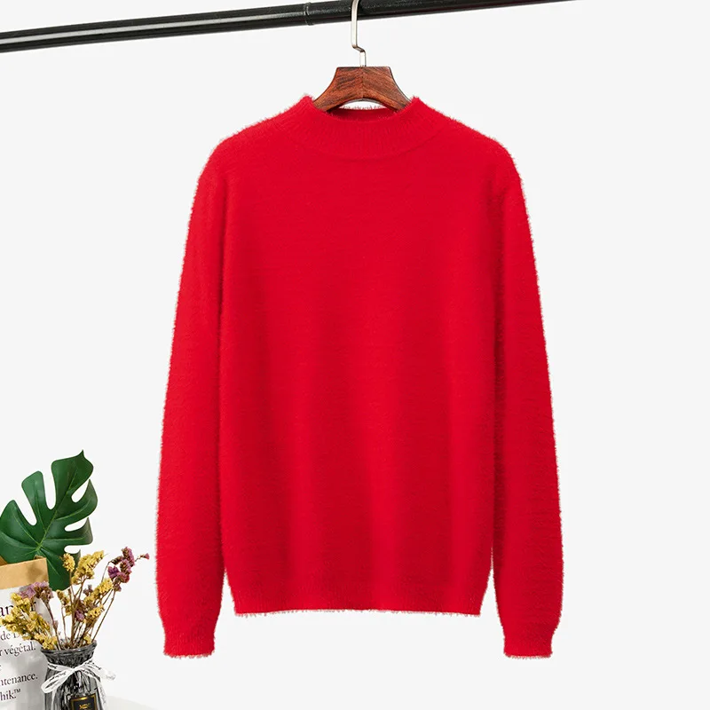 Automne hiver Pull pour femmes Pull chandails A manches longues col rond vison fourrure douce femme Pull-Up tricotate Pull Femm