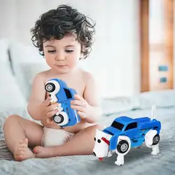 Крутой детский автоматический Заводной автомобиль трансформирующий автомобиль собака деформация заводная игрушка милая забавная