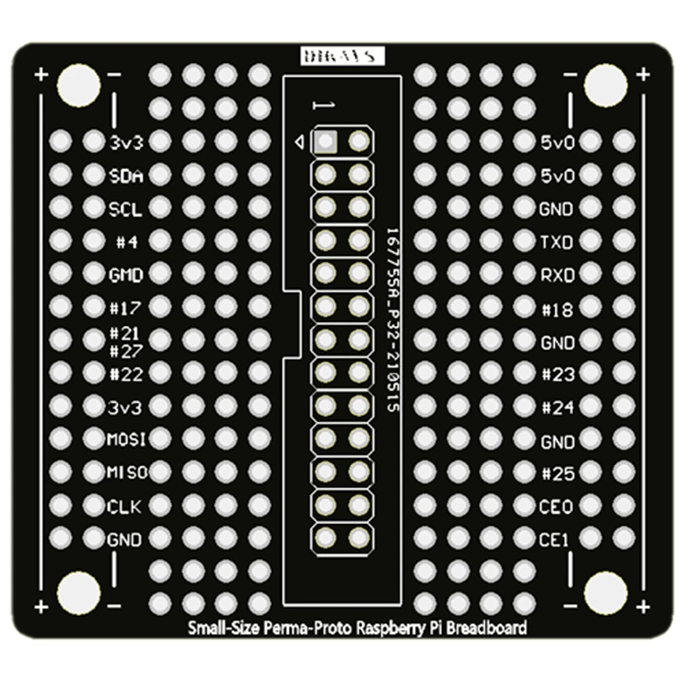 Small-Size Perma-Proto Breadboard Pcb Prototype Board for Raspberry Pi (Pack of 5)