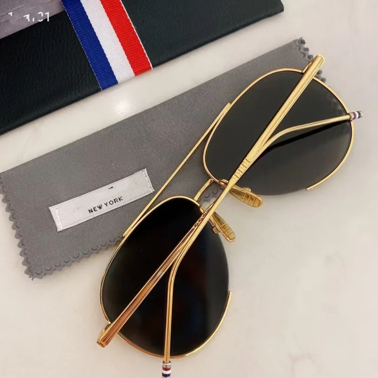New THOM Brand Fashion Sunglasses Vintage Oval Double-beam Pilot Frog-shaped Men's Women's UV Protection Glasses Driving Gafas