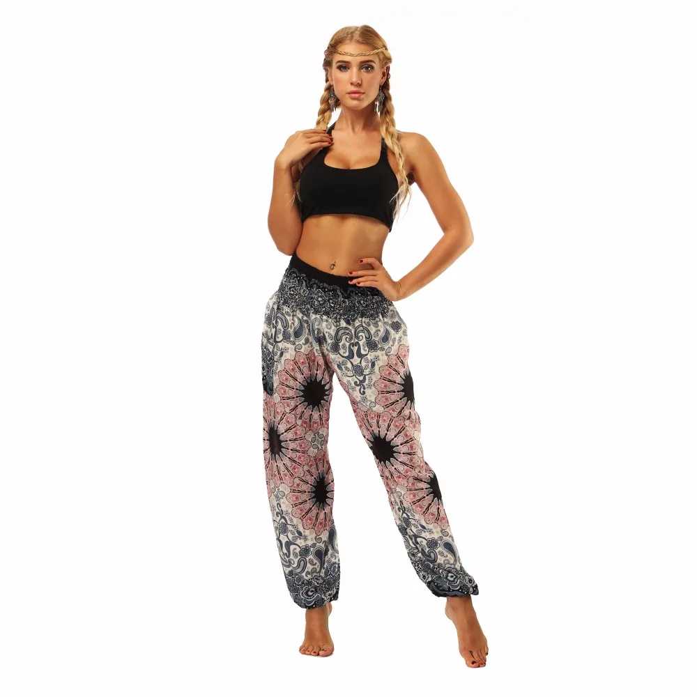 TL010- Watercolor floral wide leg loose yoga pants leggings (2)