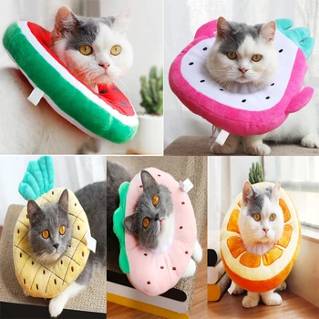 Pet Cat E-Collar Recovery Cone Protection Collar Adjustable Cotton Blends Neck Recover Collar Printed Elizabeth Circle for Cat 1