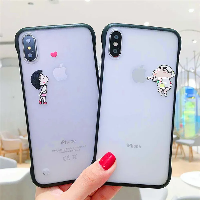 Crayon Shin-chan Maruko Бескаркасный чехол для iPhone X прозрачный 7 8 Plus XR Xs MAX pc + tpu |
