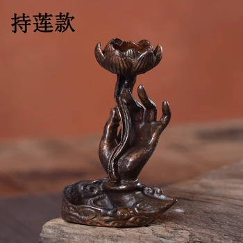 

Lotus Metal Incense Burner Hand Smoke Waterfall Zen Incense Base Retro Nostalgia Incenso Cascata Living Room Decoration EF50XL