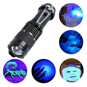 

UV flashlight ultraviolet light with Zoom function Mini Torch Lamp Purple Light Tacke Battery Powered use AA / 14500 battery