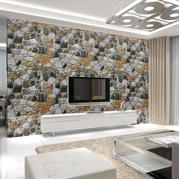 

100x45cm Brick Pattern Wall Sticker Living Room TV Background Wall Retro PVC Self-Adhesive Wallpaper DIY Decoration