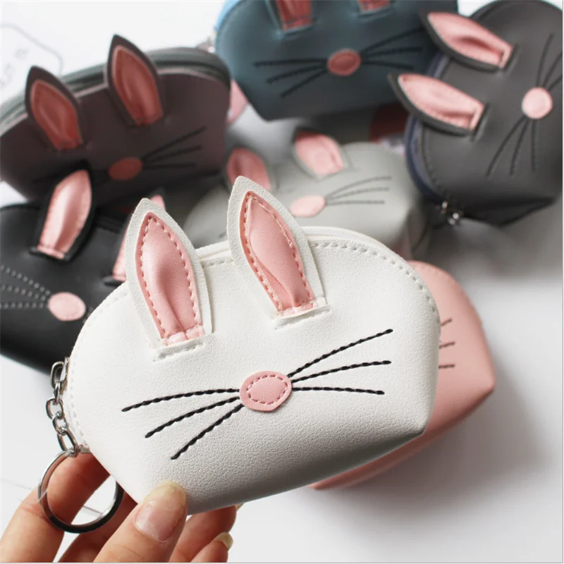 

2020 New Personality Cartoon Three-dimensional Rabbit Ears Purse Lady Cute Small Wallet Storage Bag Key Chain Coin Pouch